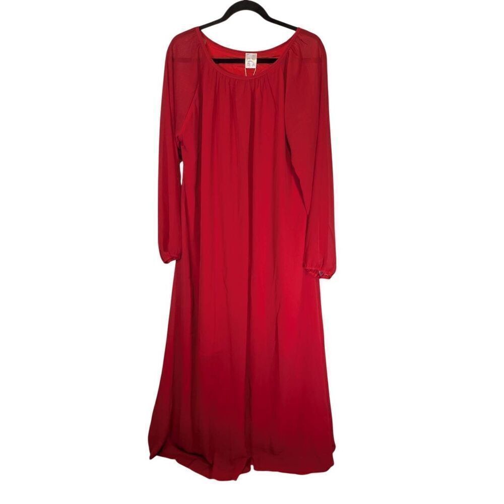 NWT BUENOS NINOS Long Sleeve Crew Neck Loose Chiffon Long Maxi Dress w/ Belt+ Wo